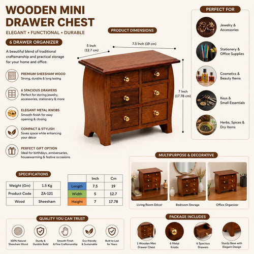 Premium Handcrafted Wooden Miniature Drawer Chest - lifestyle view